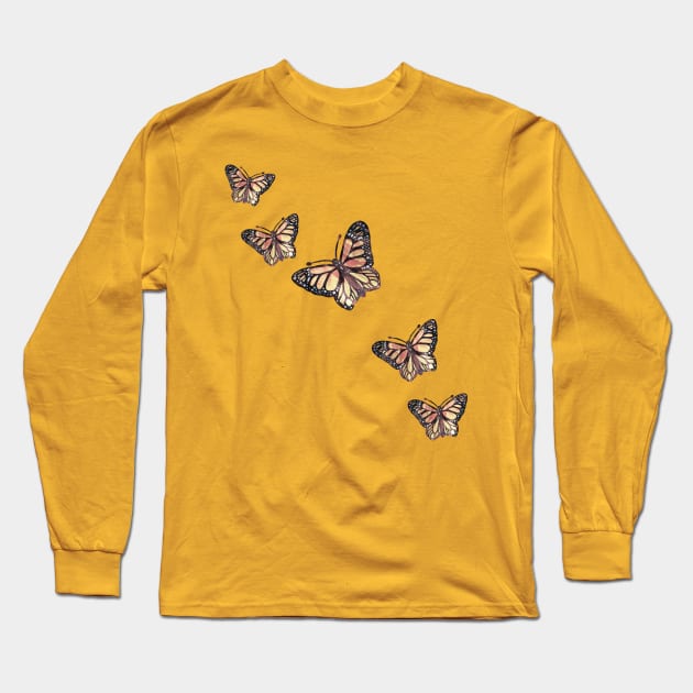 Vintage Monarch Butterflies Long Sleeve T-Shirt by bubbsnugg